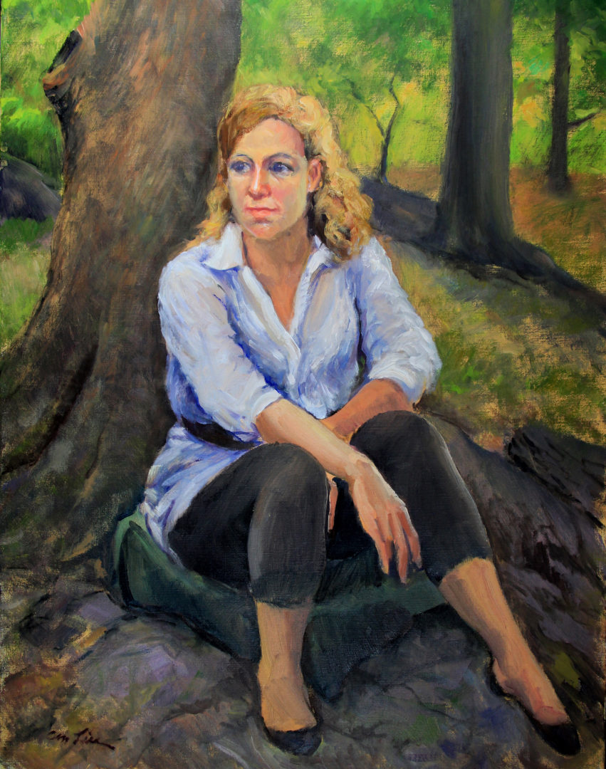 Woman in Central Park, NY, 28 x 22 inches, oil on canvas, 2005