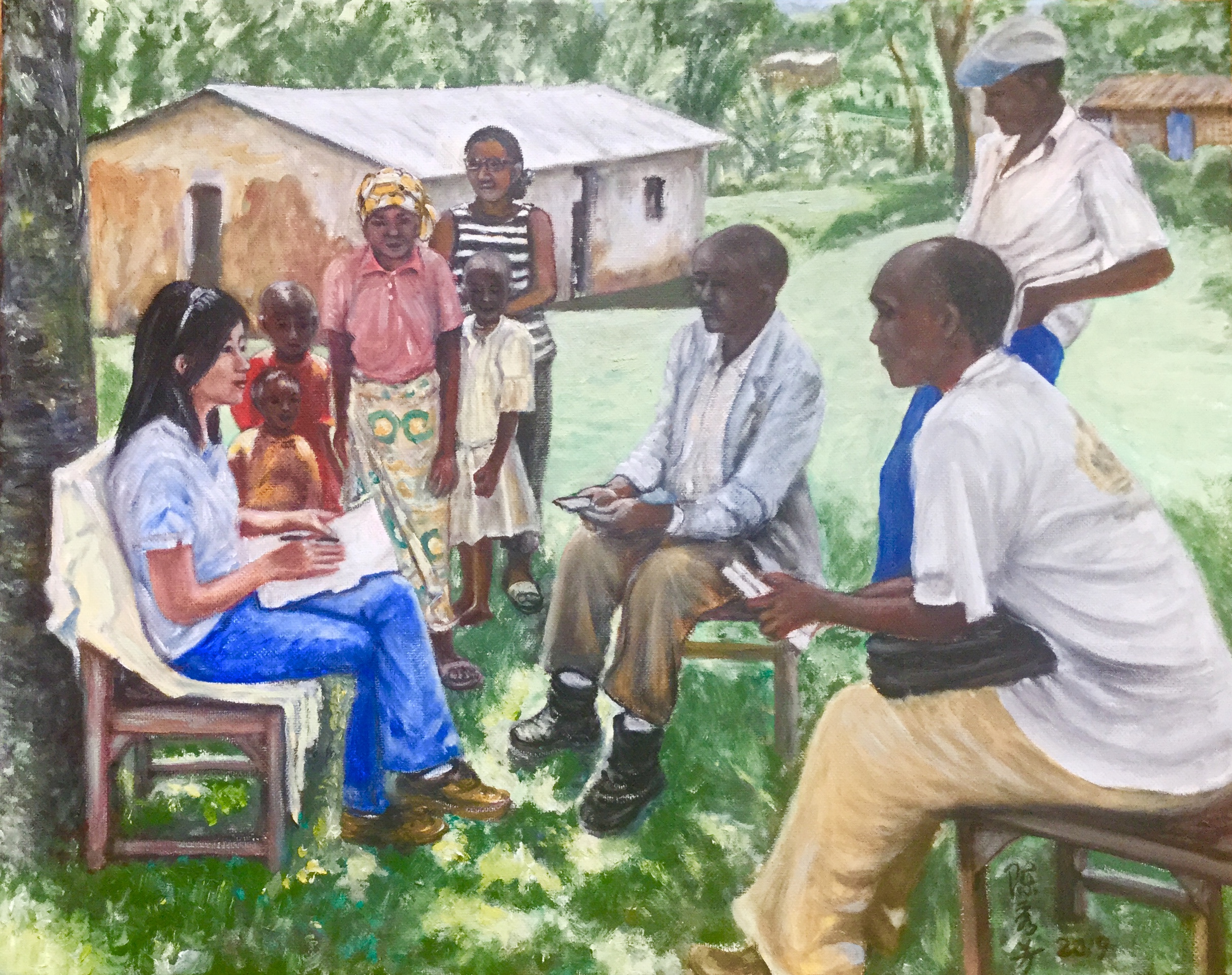 26.  Charlene Chen with Farmers in Kenya By Artist Susan Hsiu-fang Liu(陳秀芳)/2019